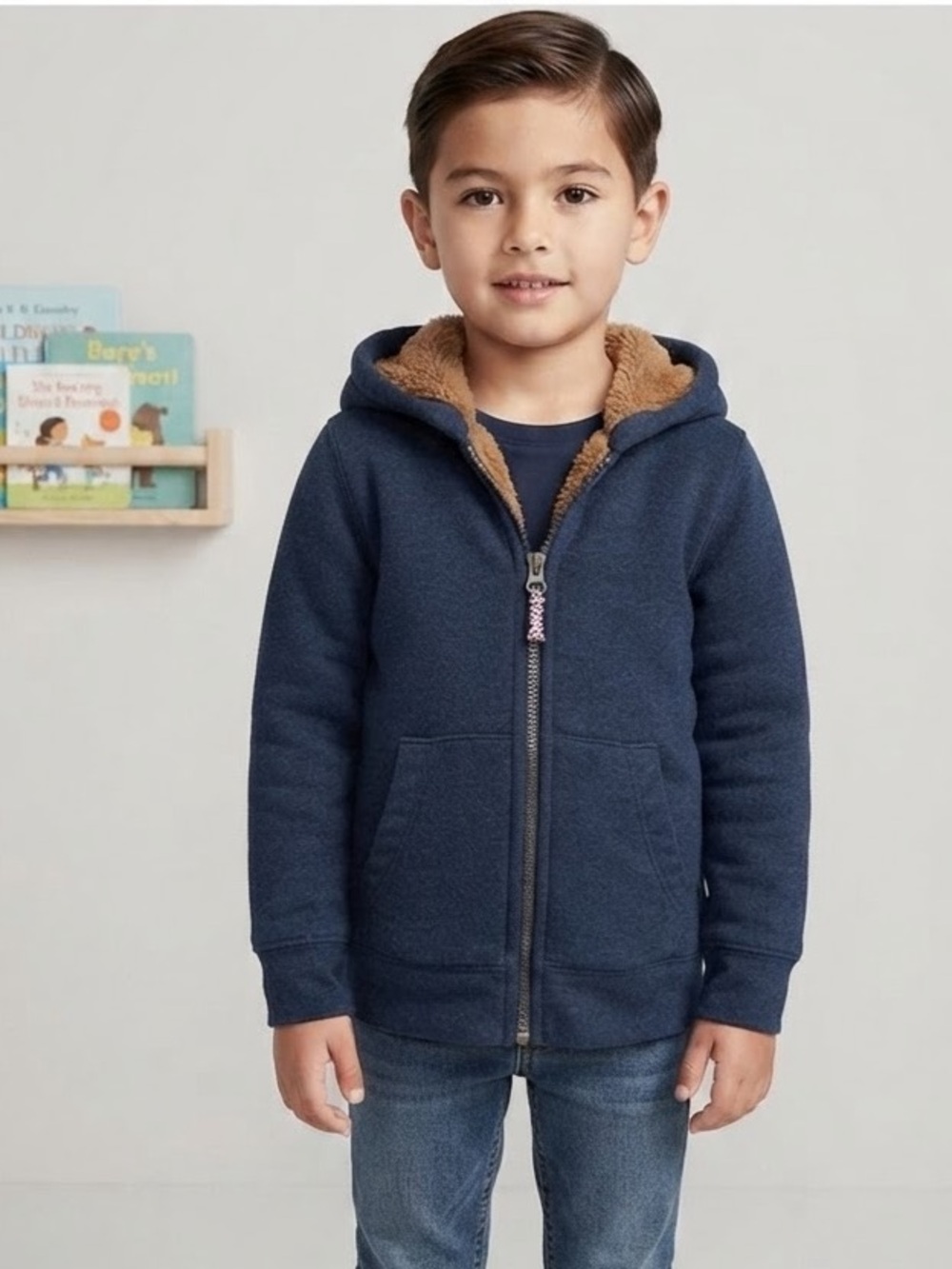 Carters Kids Navy Fleece-Lined Hooded Zip Sweatshirt